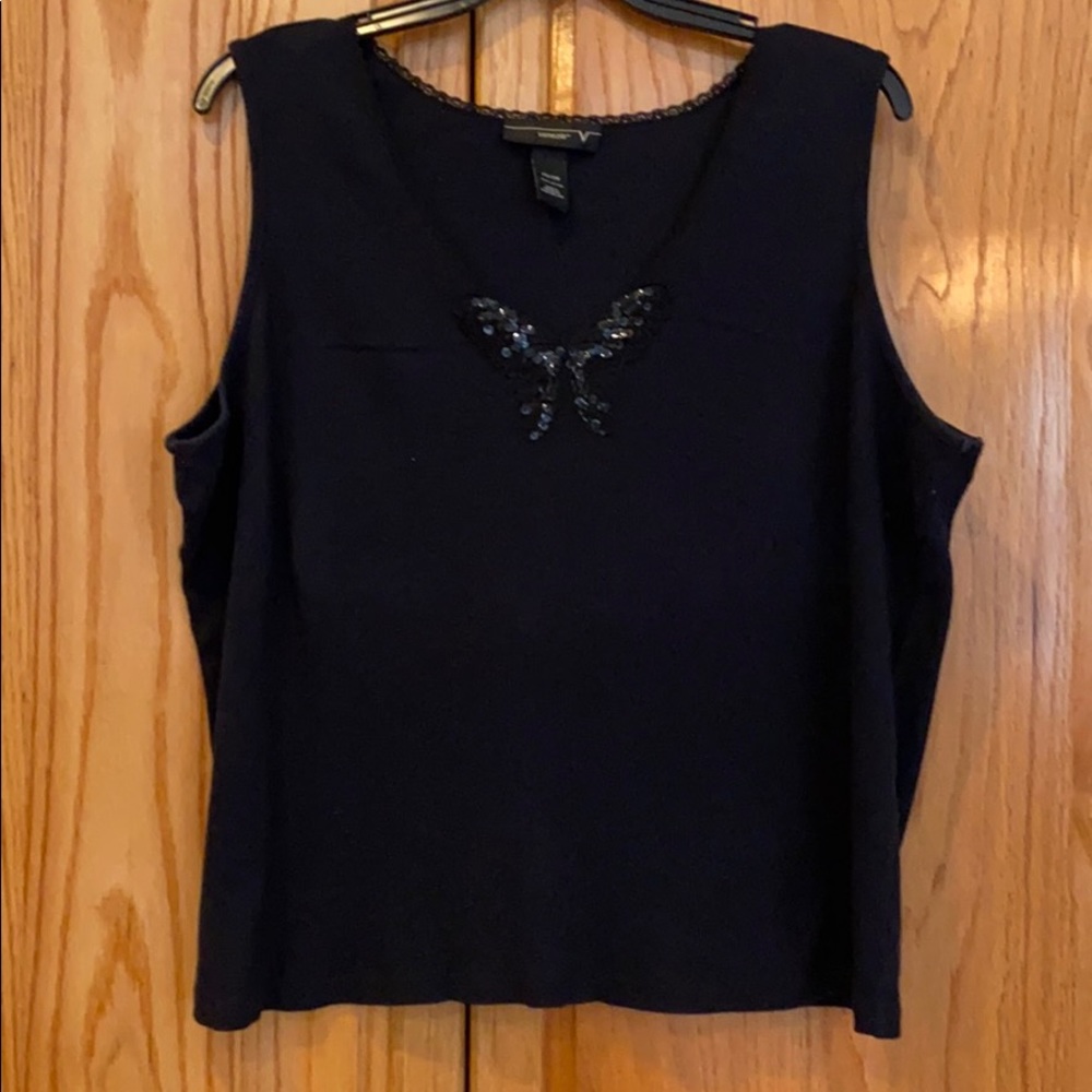 26/28 black sequin butterfly tank top Lane Bryant